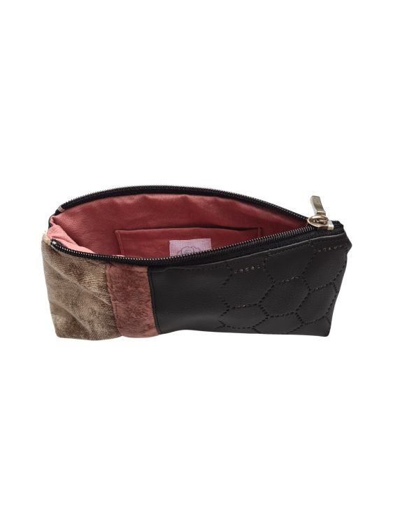 Kosmetyczka patchwork S ekoskóra różowa