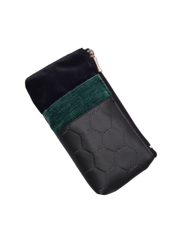 Kosmetyczka patchwork S ekoskóra zieleń