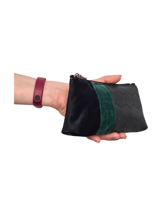 Kosmetyczka patchwork S ekoskóra zieleń